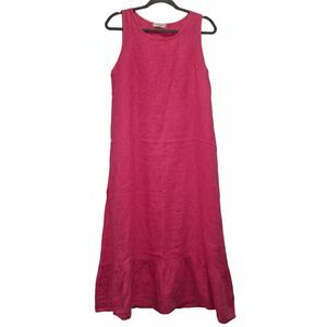 Womens small pink long maxi dress 100% linen terzo millennio